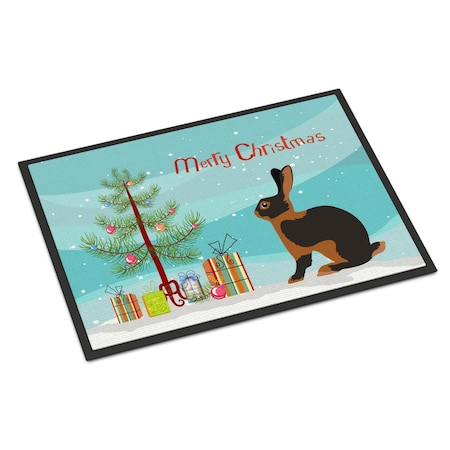 Carolines Treasures Tan Rabbit Christmas Indoor or Outdoor Mat - 24 x 36 in. BB9330JMAT